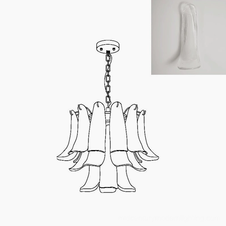 Murano chandelier 50cm compact size petal formation close study