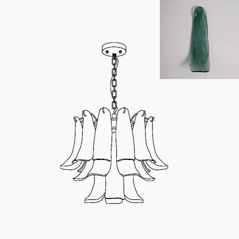 Murano petal chandelier 50cm bulb configuration seven light setup