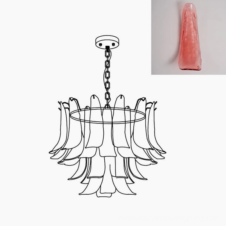 Murano petal chandelier 50cm side angle glass petal observation