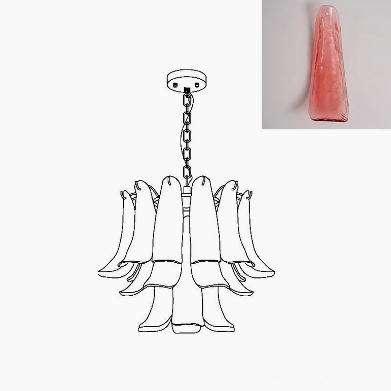 Murano glass chandelier 50cm side profile angle view measurement