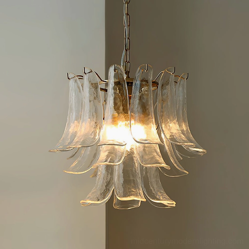 Murano petal chandelier blue oceanic glass tranquil color selection