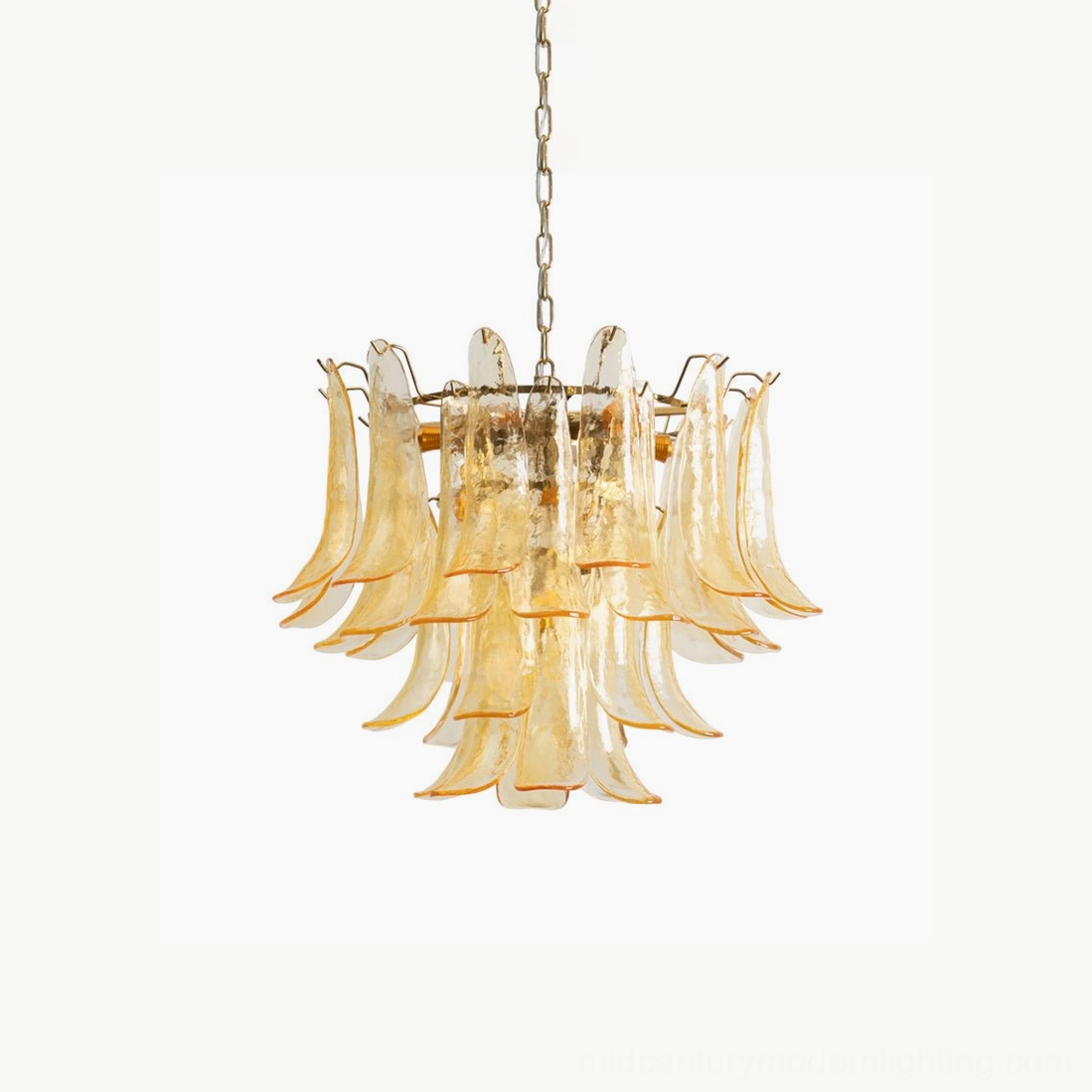 Multi-tiered clear Murano chandelier modern vintage polished hardware