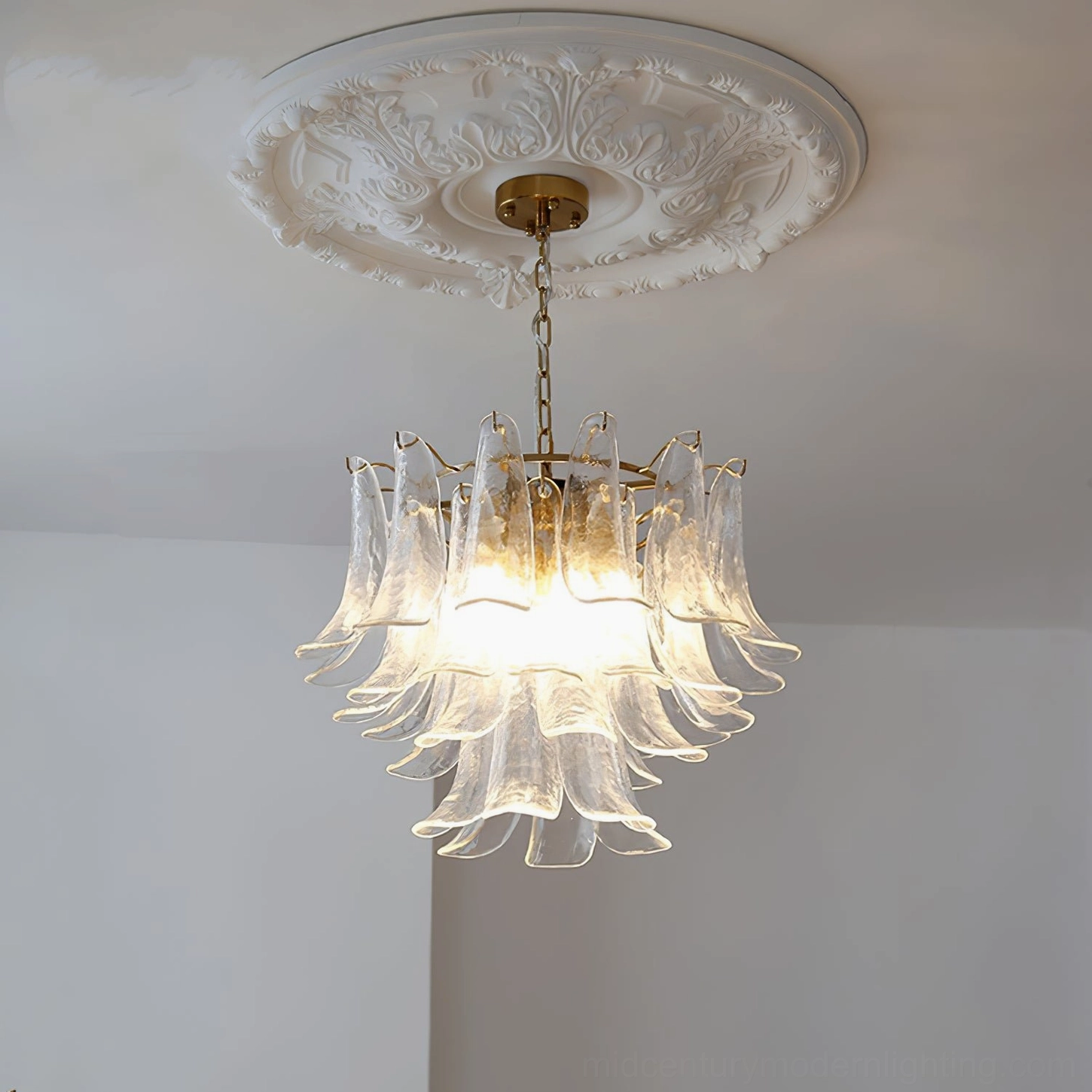 Murano chandelier clear glass color option maximum light transmission