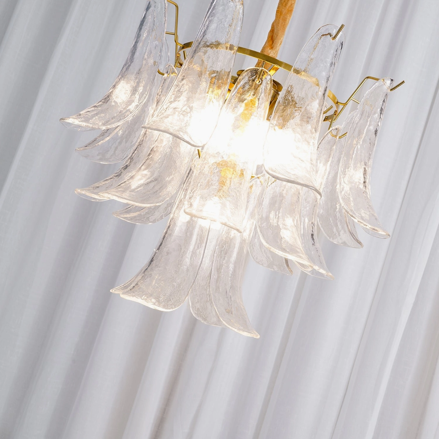 Murano chandelier copper frame patina development aged finish