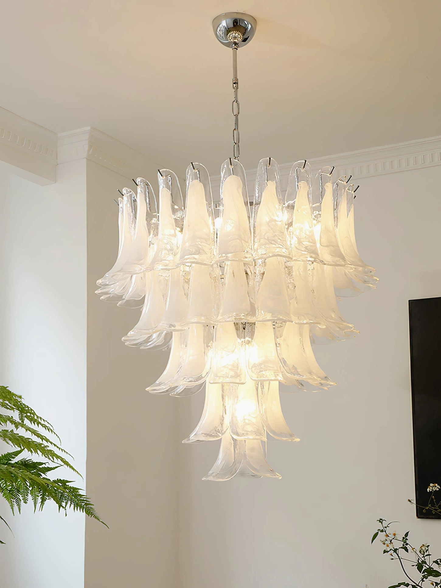 Frosted Murano glass chandelier minimalist romantic ceiling fixture