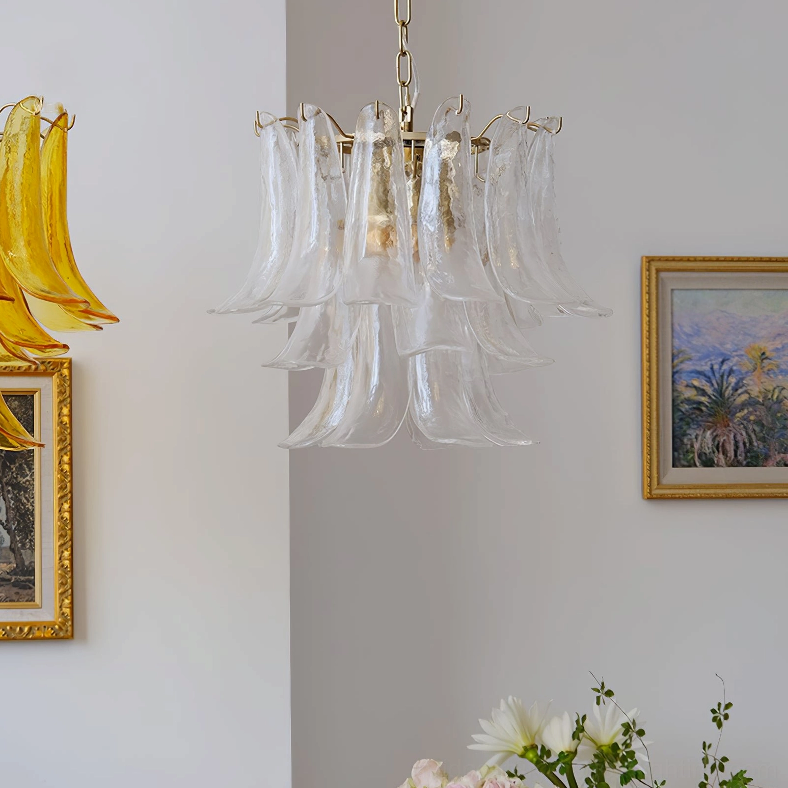 Murano chandelier light red sophisticated salmon glass color choice