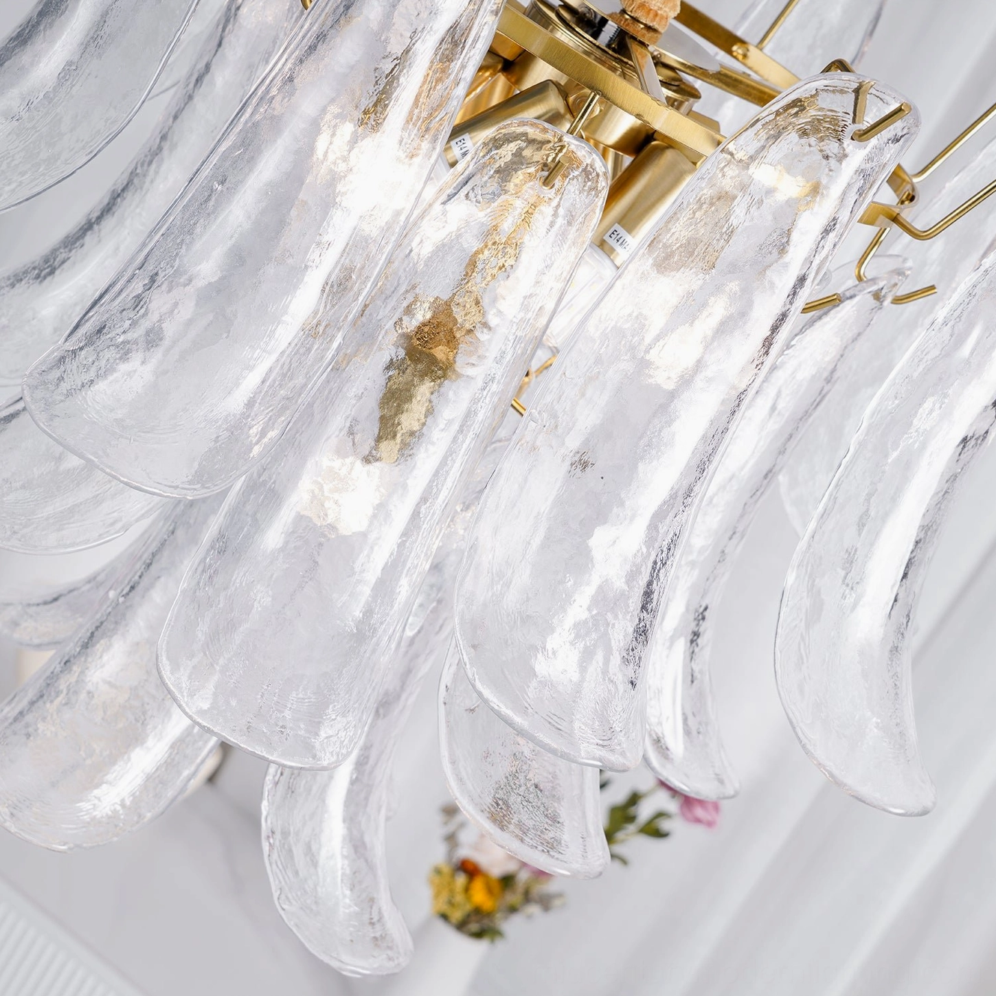 Murano petal chandelier luxury hospitality boutique hotel installation