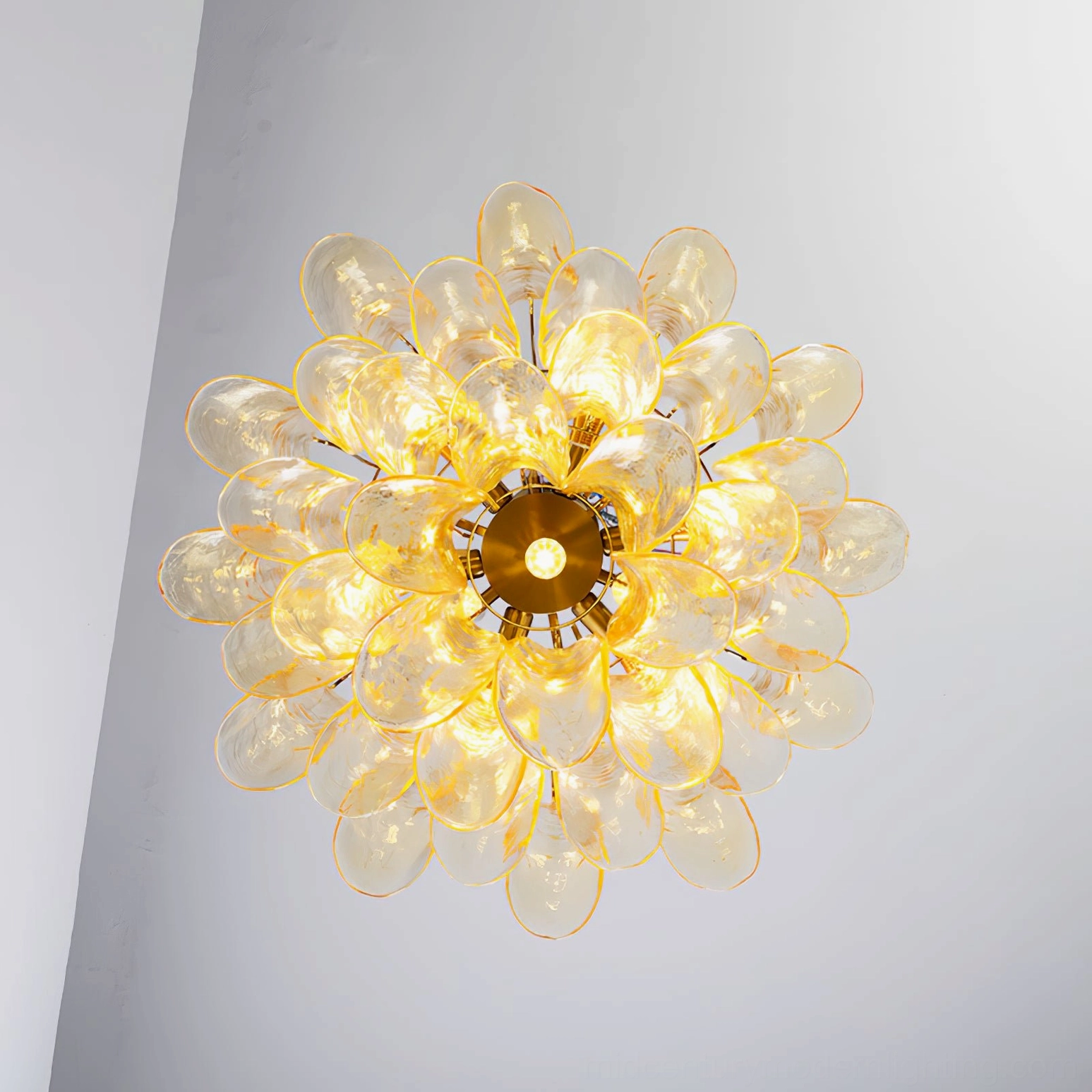 Murano petal chandelier pink cloud soft blush glass color option