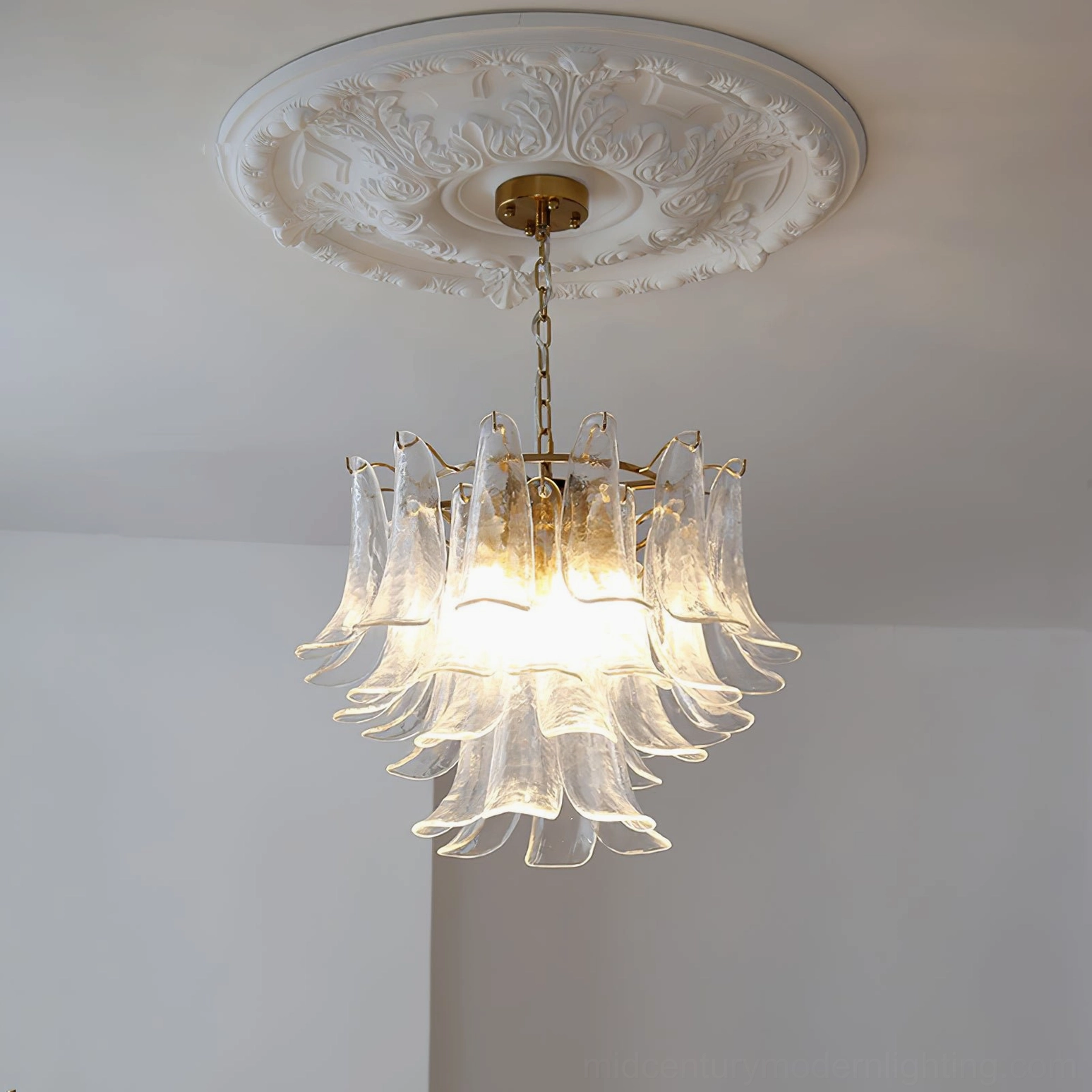 Murano petal chandelier red cloud deep ruby glass dramatic tone