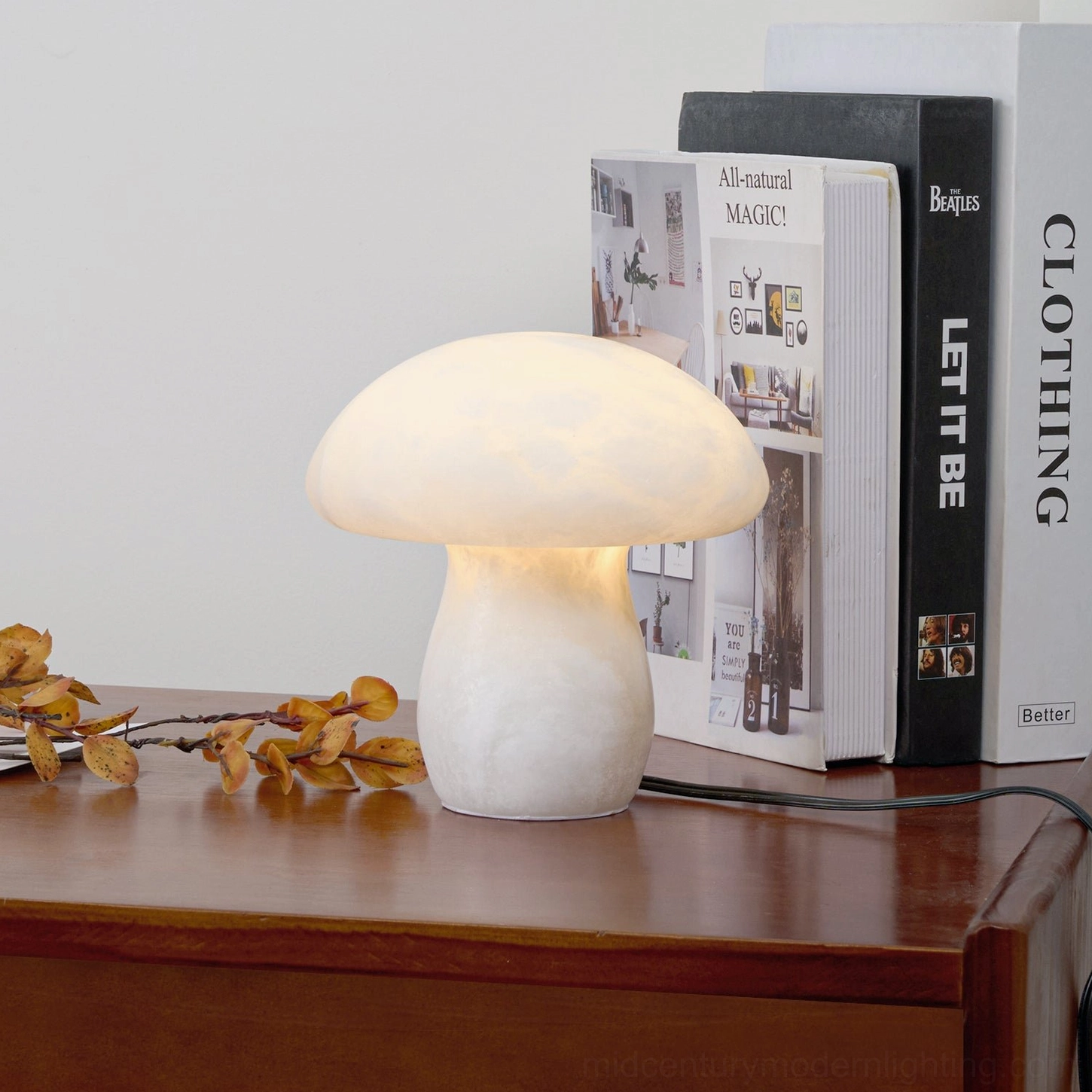Mushroom alabaster modern table lamp sculptural design with natural stone beauty and soft luminescence