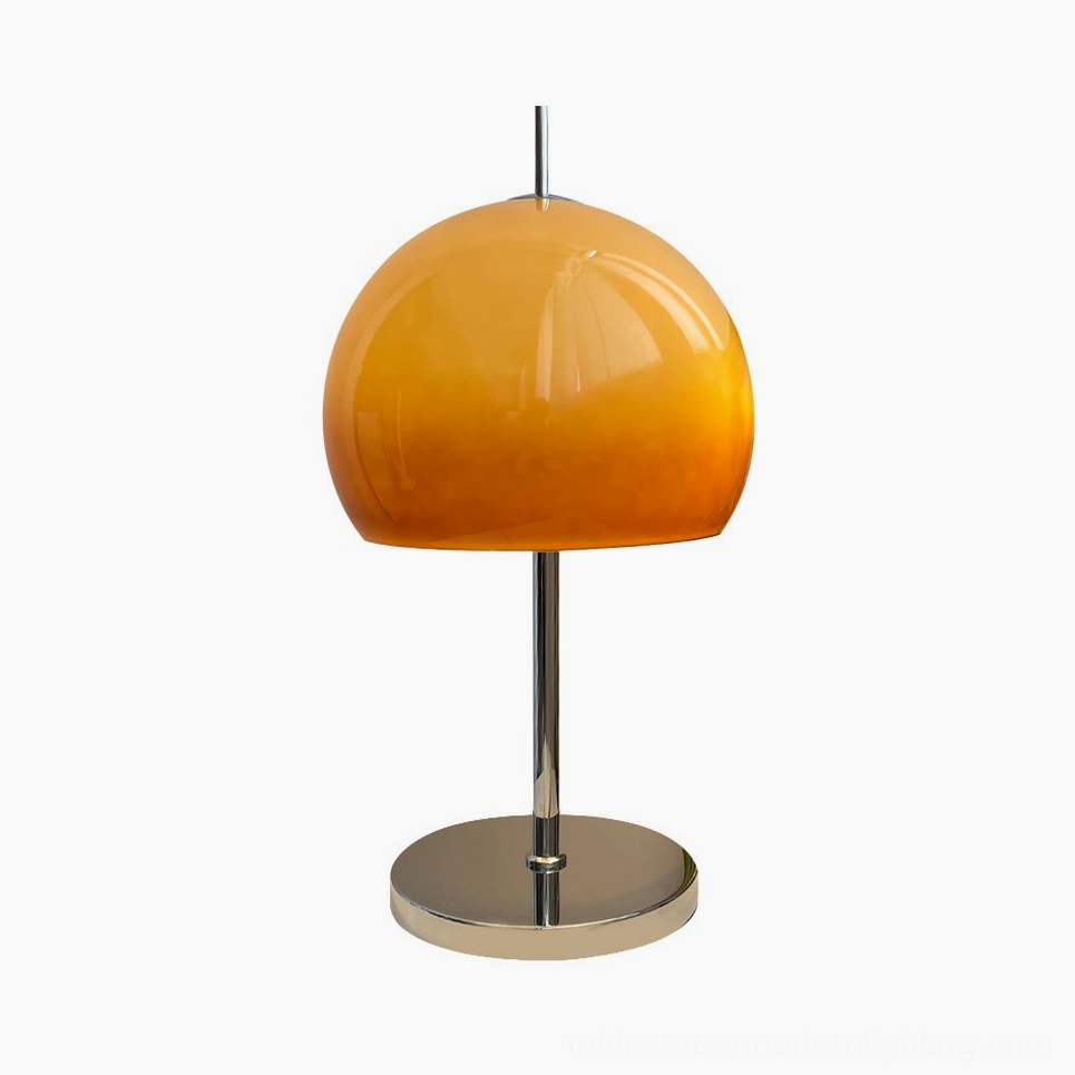 Mushroom table lamp amber gradient acrylic dome chrome base mid-century modern classic design