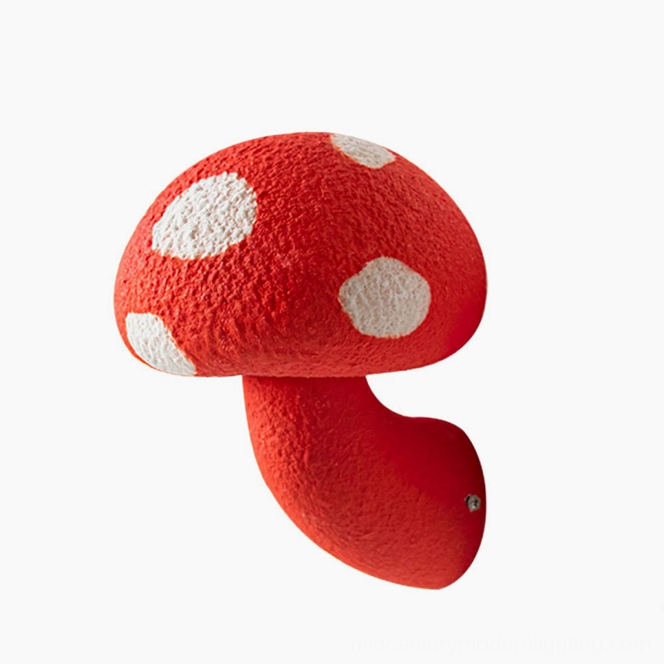 Mushroom resin wall lamp red and white variant - contemporary color option organic design lighting