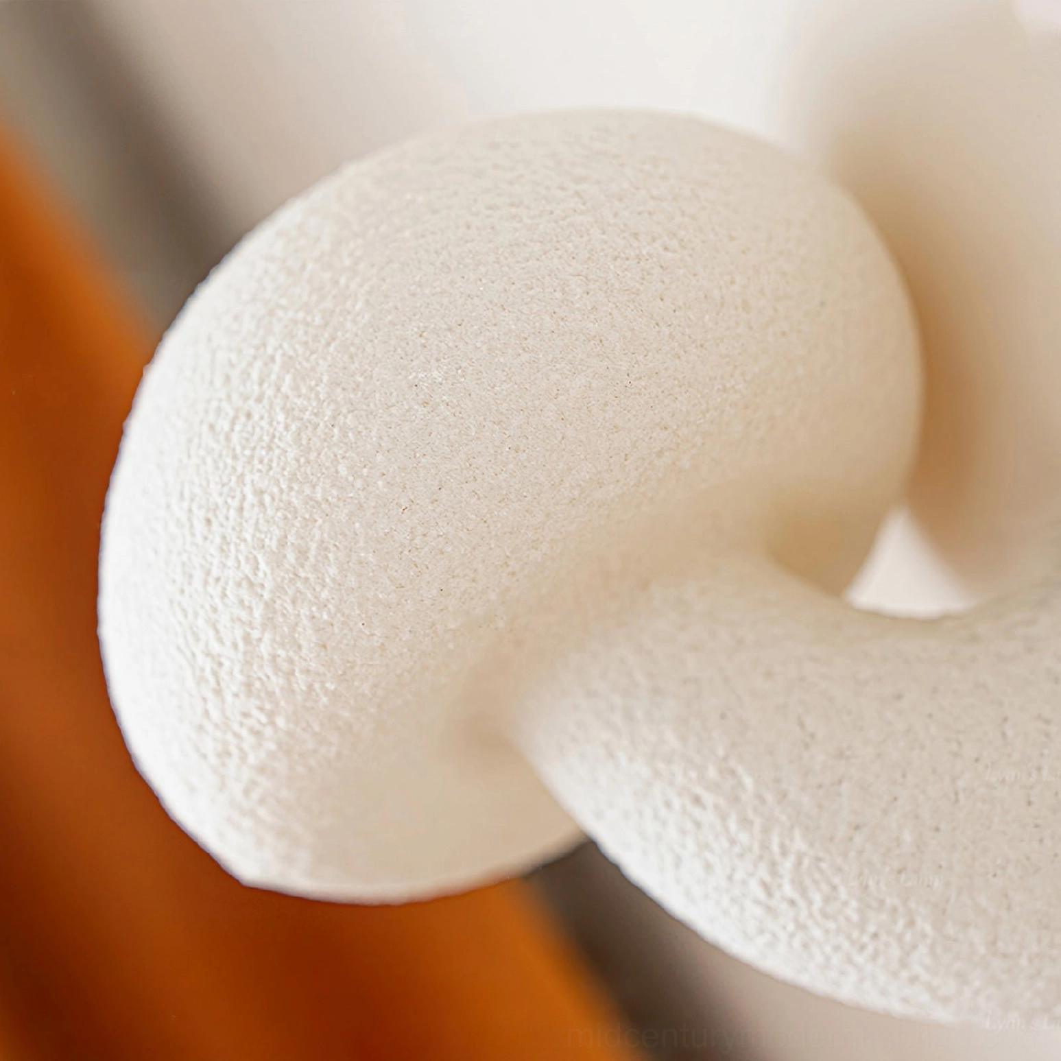 Mushroom resin wall lamp partial view detail shot - resin material texture and craftsmanship focus