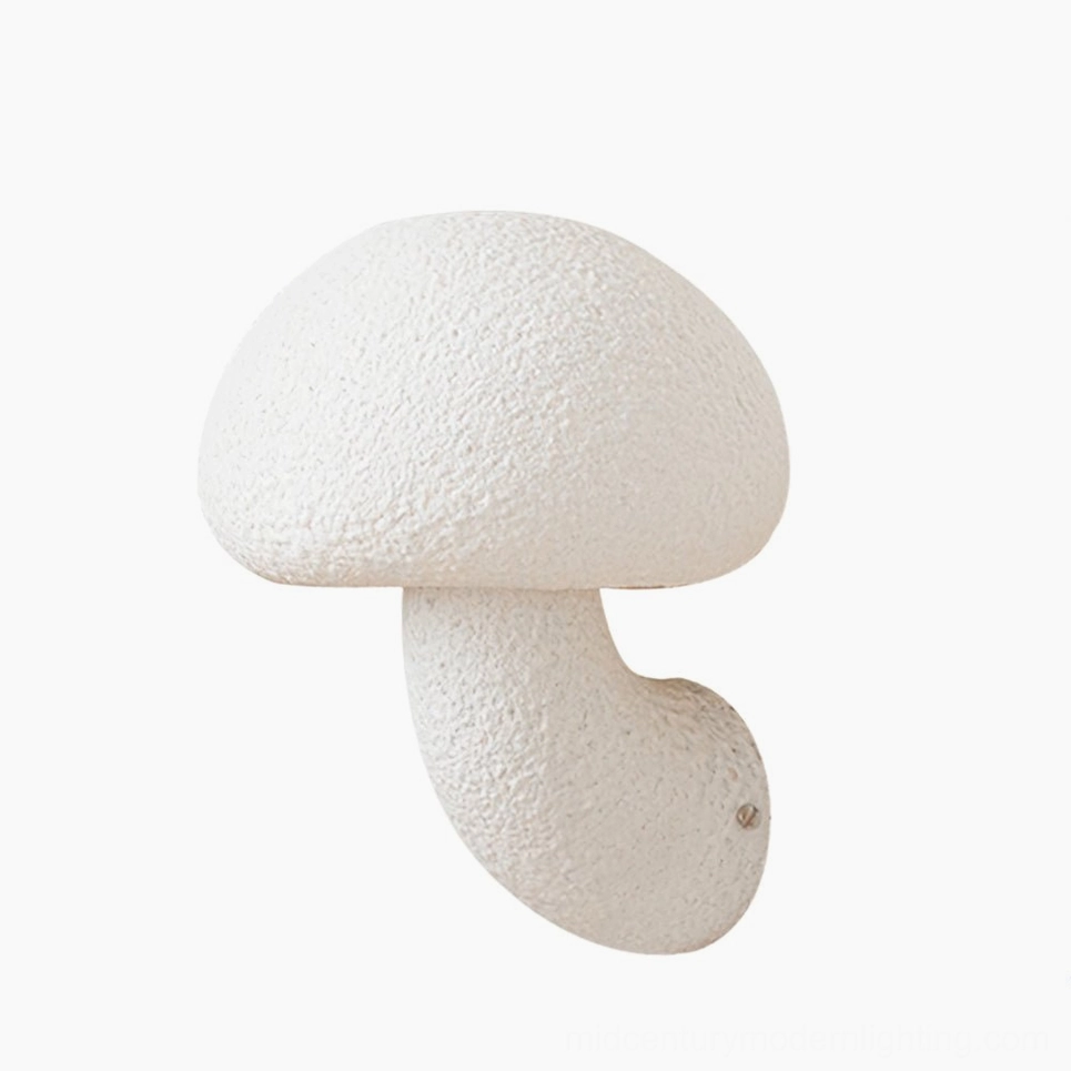 Mushroom resin wall lamp white variant - clean minimalist form with soft indirect lighting