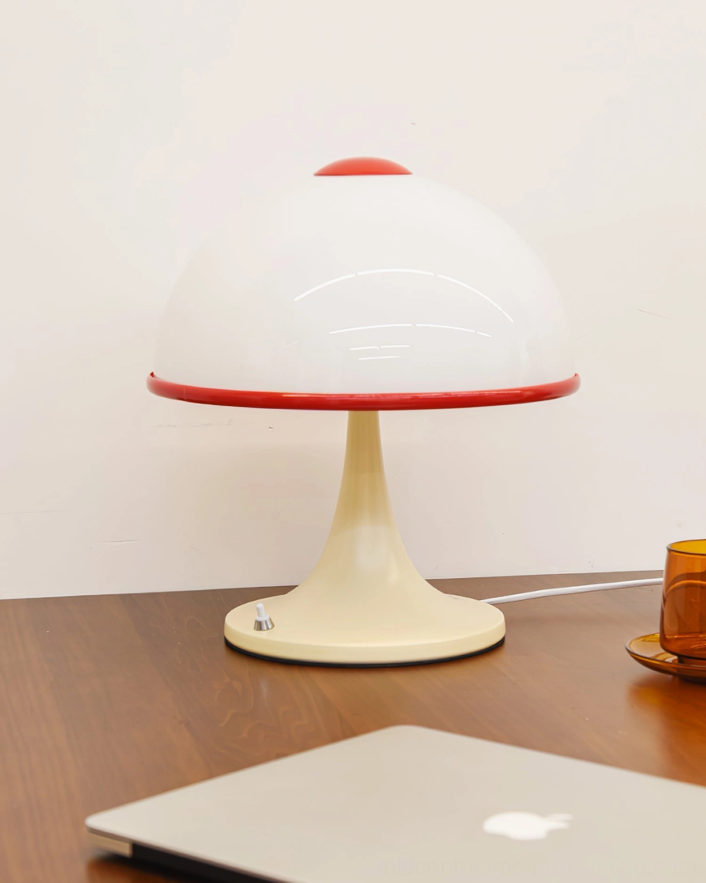 Retro mushroom lamp black and white colorway, minimalist interior accent