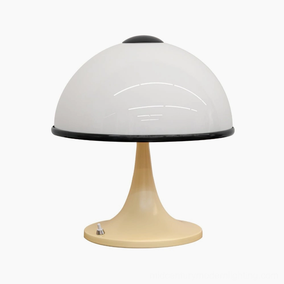 Mid-century mushroom table lamp black and white colorway variant option