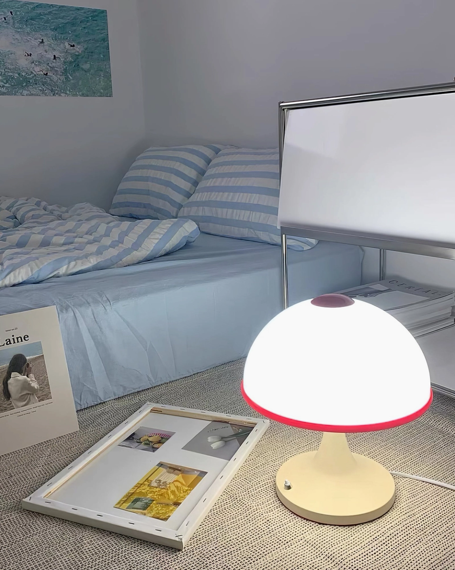 Mushroom table lamp retro minimalism, 360-degree ambient light fixture