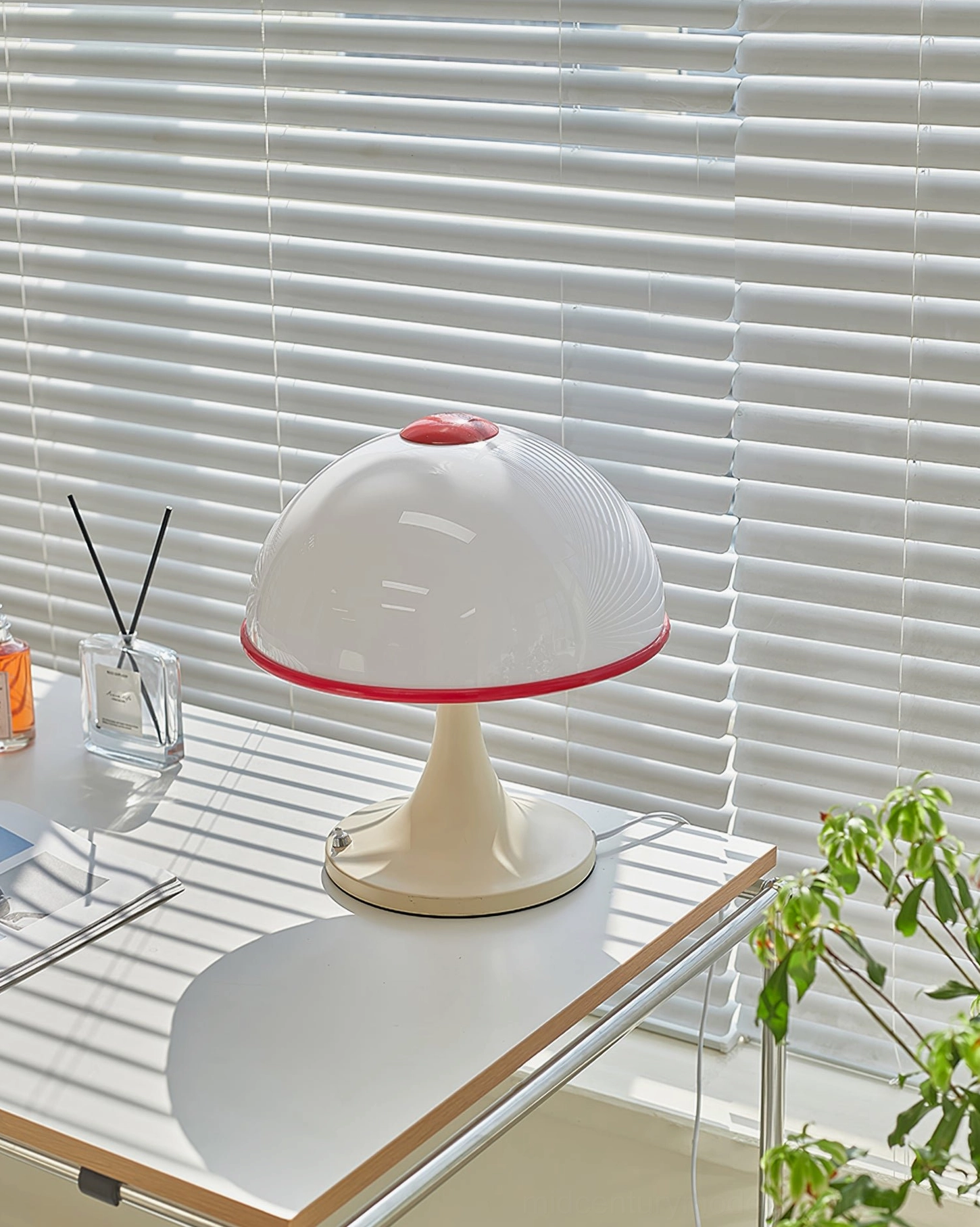 Retro mushroom lamp styling inspiration, vintage home interior design accent