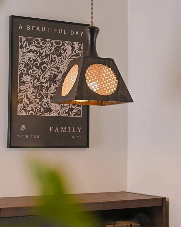 Mysore lamp paired with mid-century furniture and global textiles, styling inspiration for bohemian and eclectic interior design
