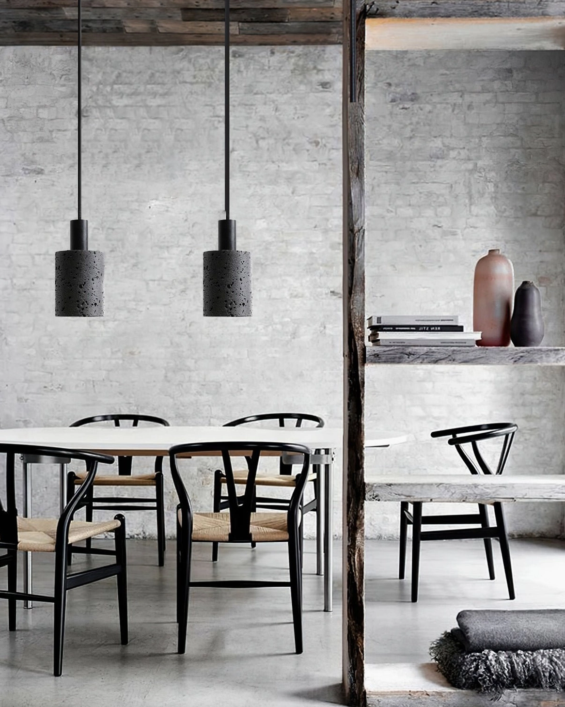 N Stone Pendant Lamp installation and styling demonstration in contemporary interior space