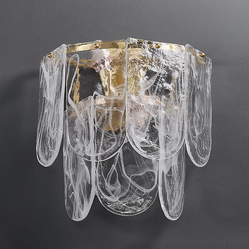 Nason brass wall sconce demonstrating lighting ambiance and shadow effects on bedroom wall surface