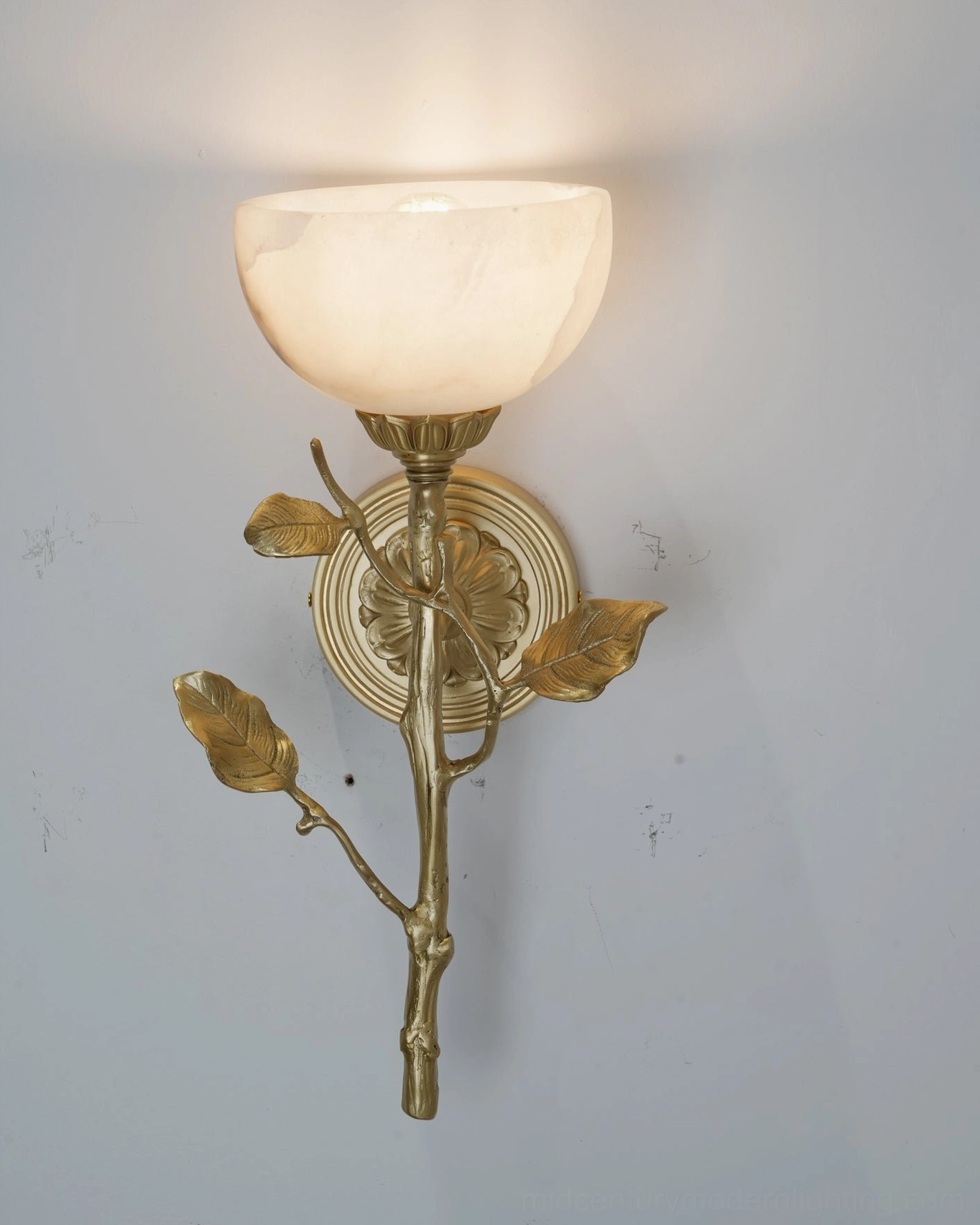 Natalia alabaster wall sconce mid-century modern entryway statement lighting installation
