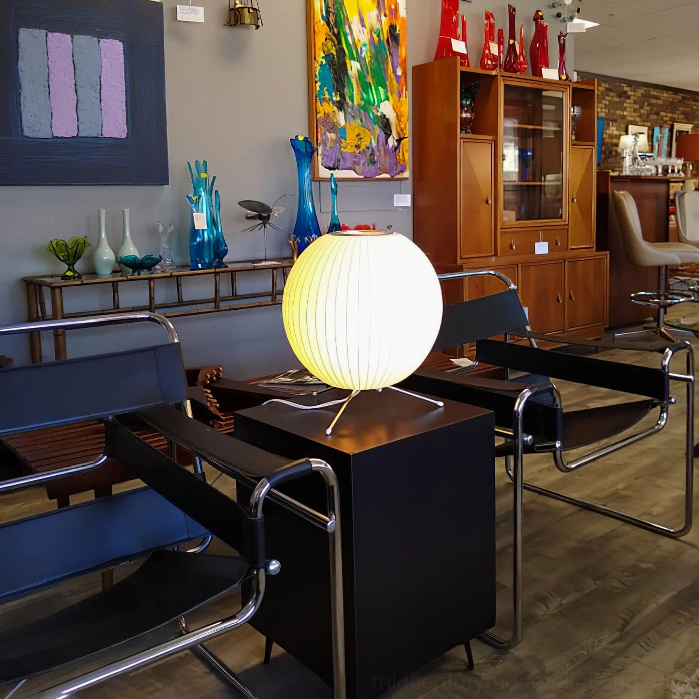 Authentic George Nelson bubble lamp tripod mid-century modern lighting fixture
