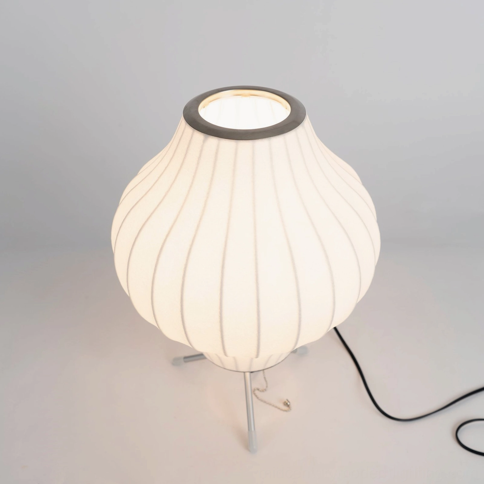 White George Nelson bubble lamp tripod base contemporary interior design