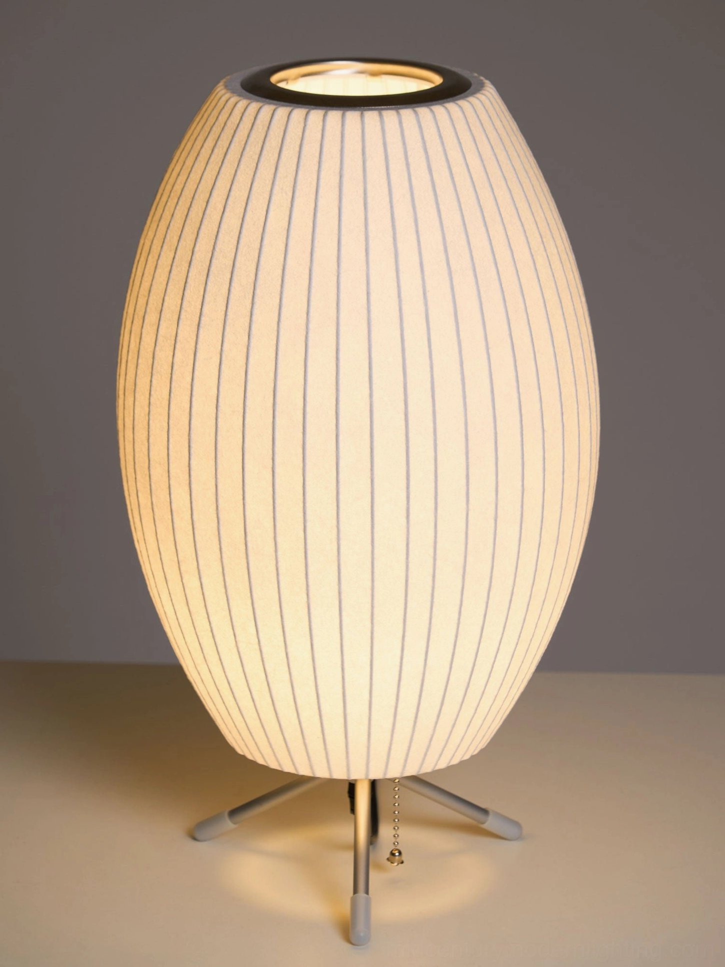 Model A George Nelson bubble lamp compact pear shaped silhouette white