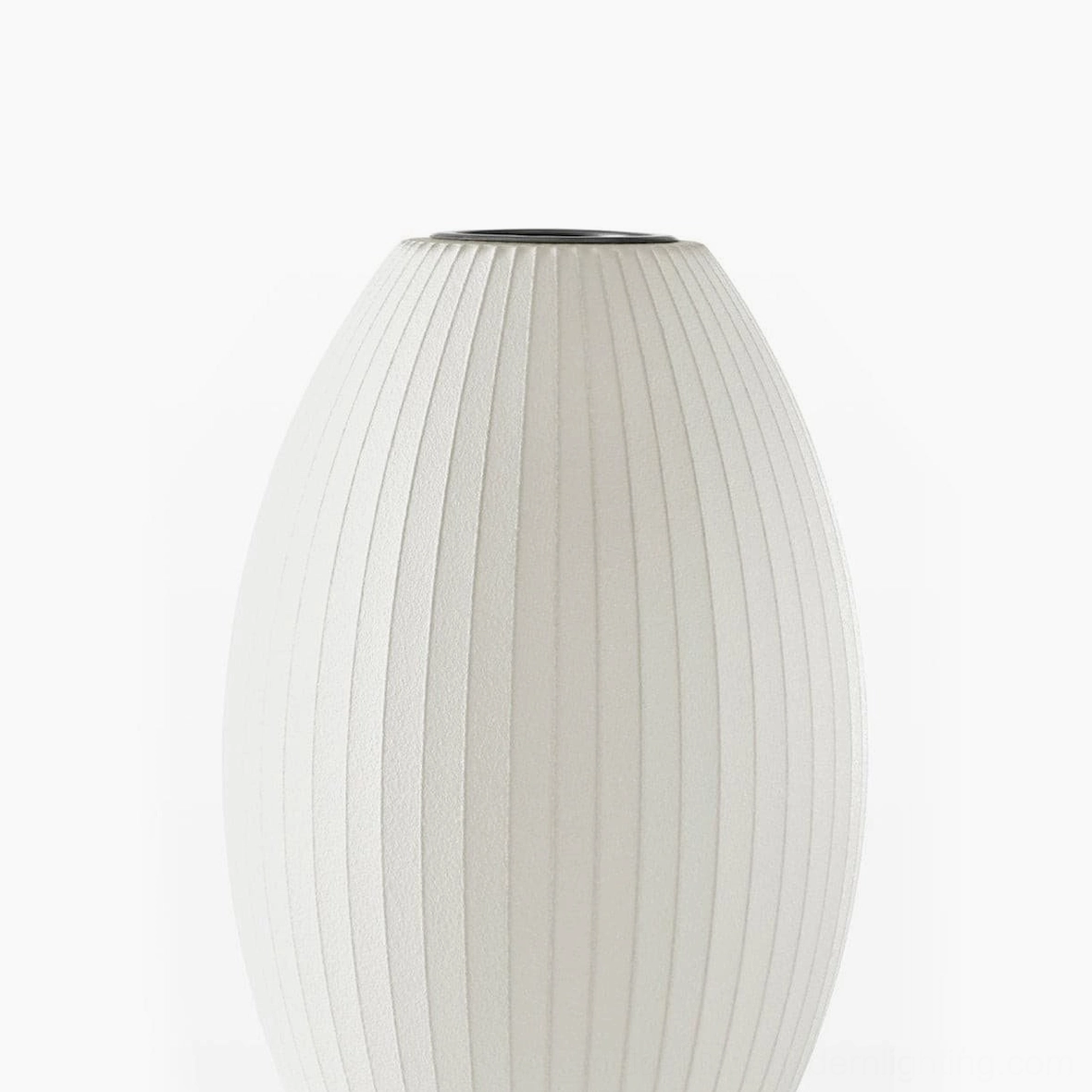 Nelson bubble lamp with organic pear shaped silhouette and steel tripod base