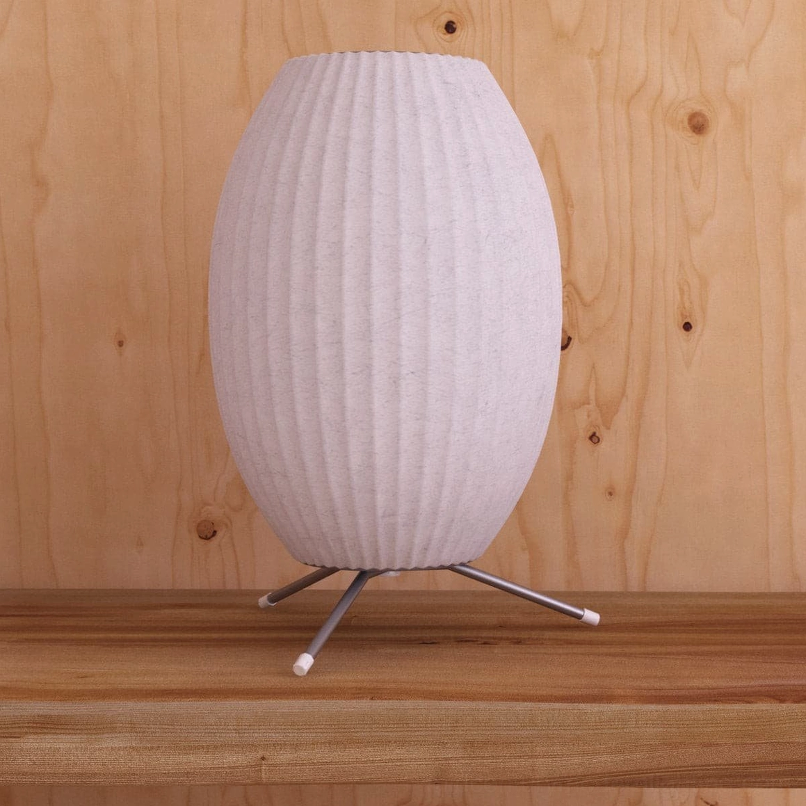 George Nelson bubble lamp with ribbed polymer shade architectural tripod base