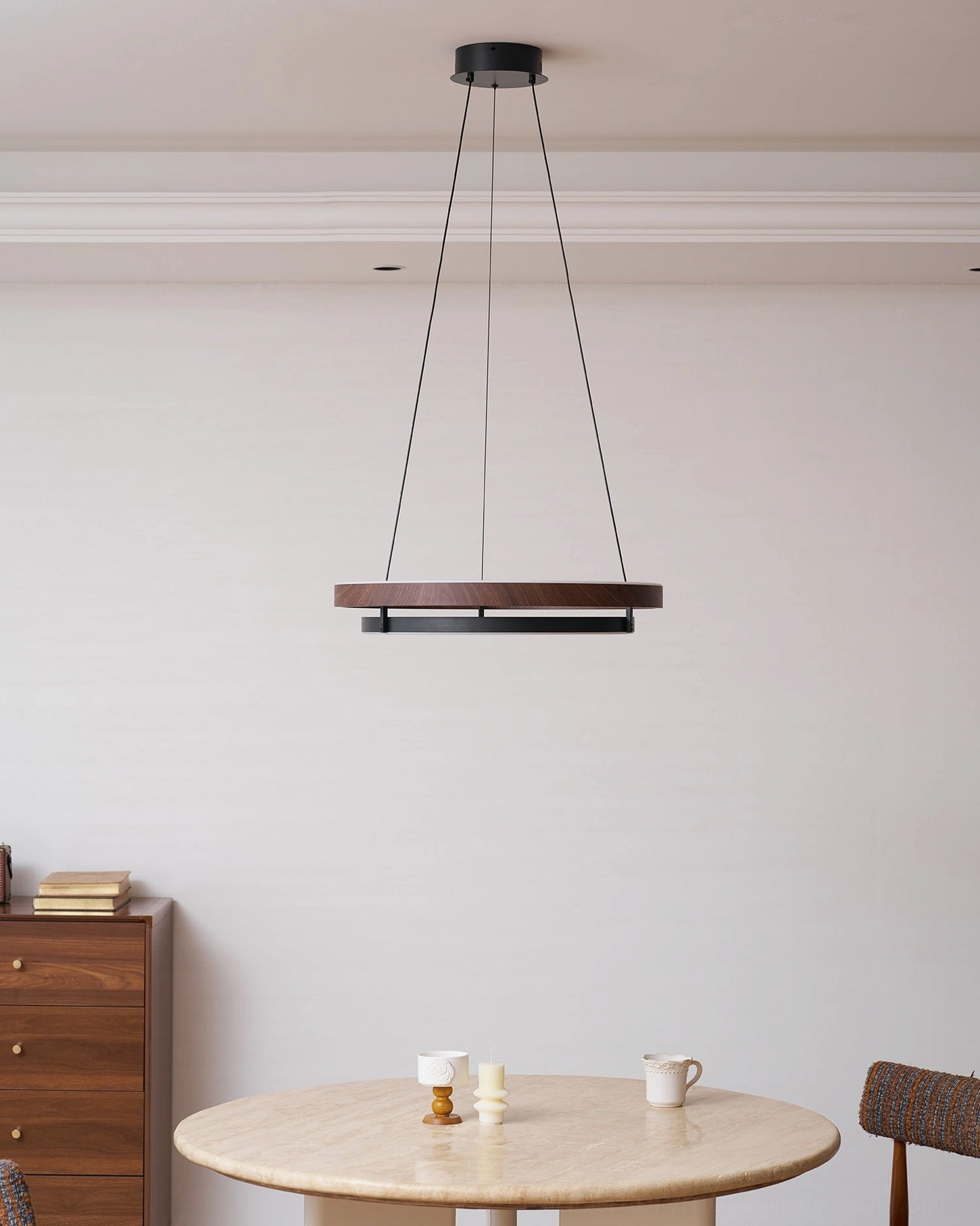 Niseko chandelier 50 centimeter variant showing compact size and sculptural double-ring design detail