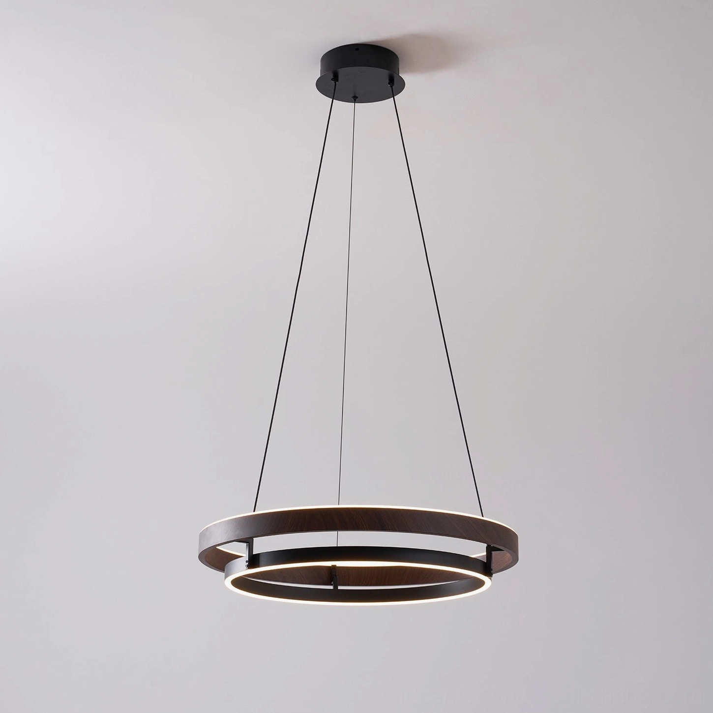 Niseko chandelier installation sequence showing mounting hardware and ceiling connector assembly