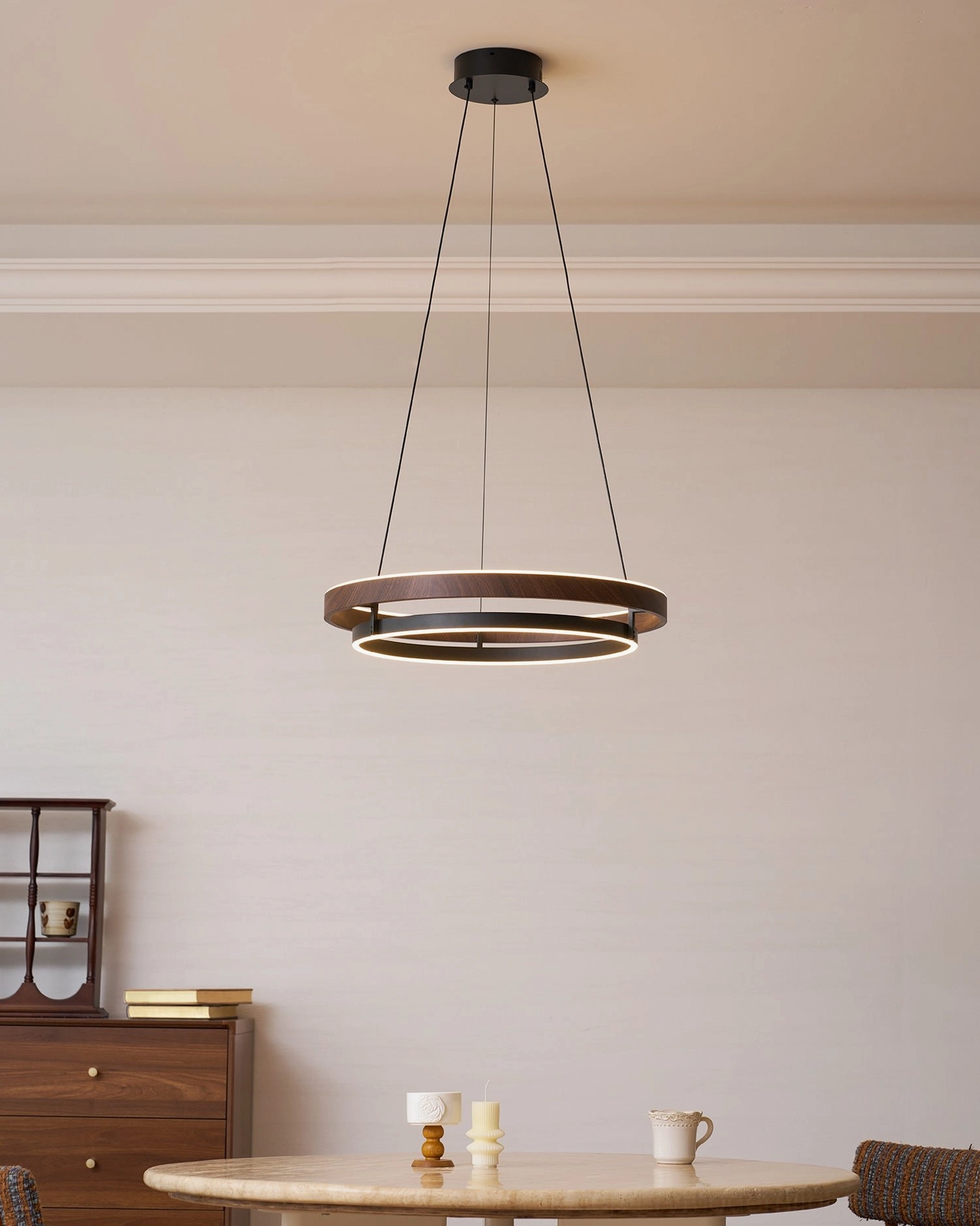 Niseko pendant light walnut grain paper surface texture and finish quality close-up view