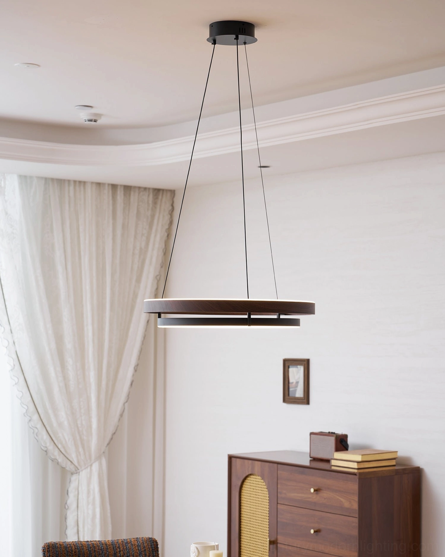 Niseko pendant light wire length adjustment during installation showing customizable hanging height