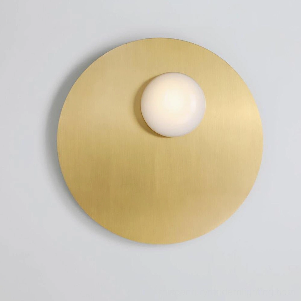 Nodes wall sconce front elevation showing perfectly proportioned metal base and spherical glass shade