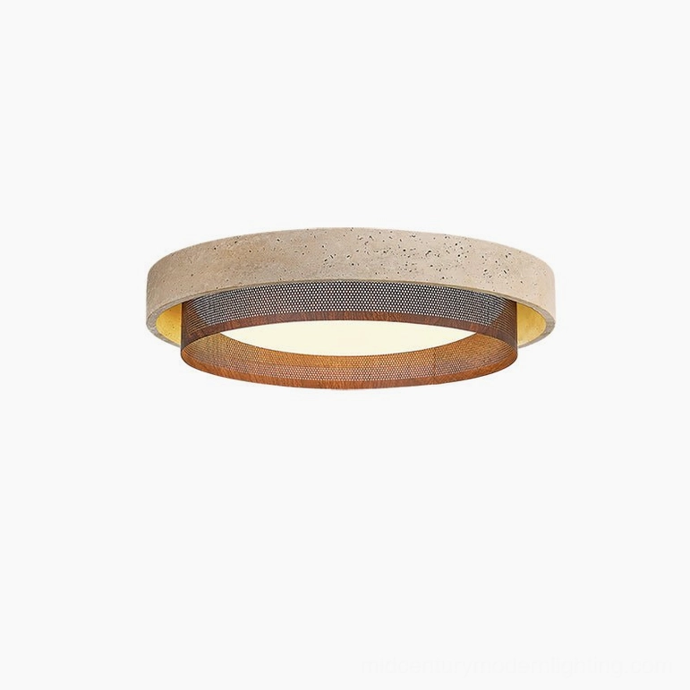 Medium Nolan travertine ceiling light 47cm diameter installed in contemporary interior