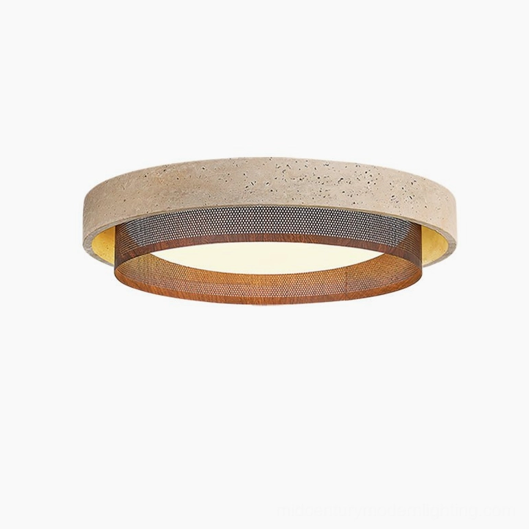 Large Nolan travertine ceiling light 57cm diameter as focal point in modern room design