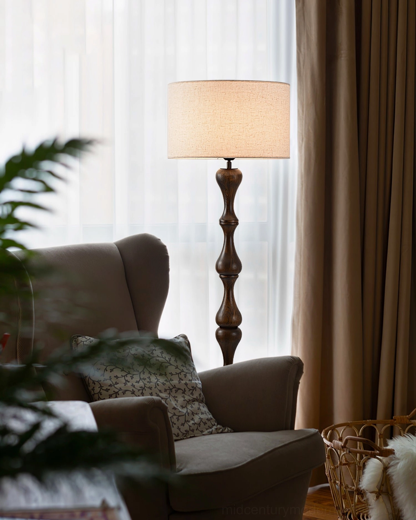 Norden mid-century modern floor lamp with Edison bulb, warm nostalgic lighting for vintage design