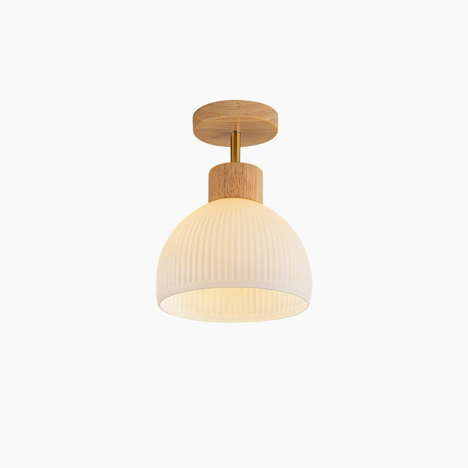 Modern semi-flush ribbed ceiling lamp studio product photo, Nordic minimalist style