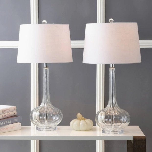 Notte ceramic glass table lamp paired with modern interior design elements bedroom nightstand