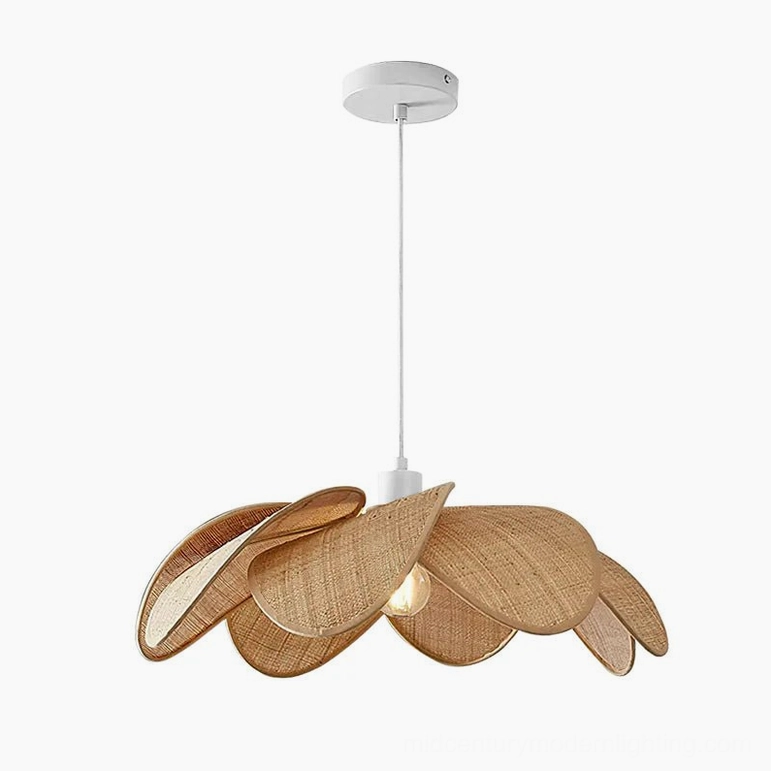 Odilia large 80cm rattan pendant light, handwoven bohemian fixture, natural finish, studio view showing maximum size and impressive sculptural presence
