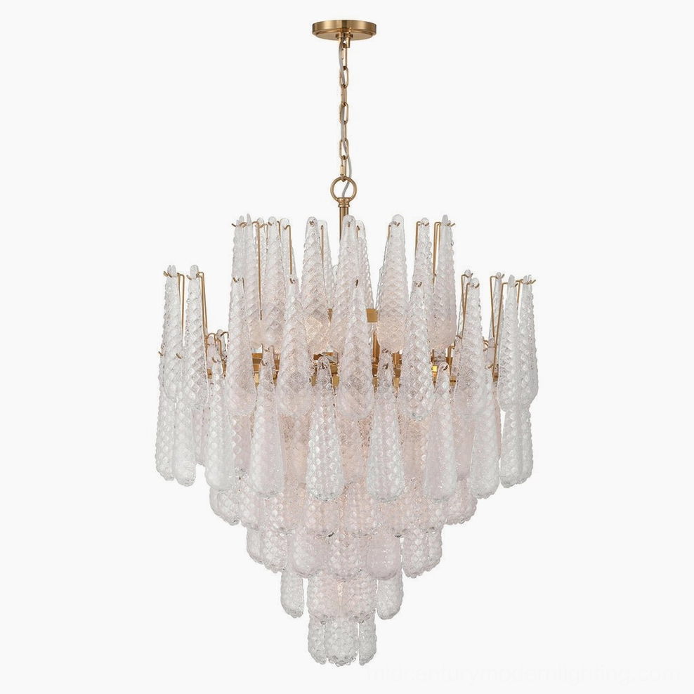 Ollie teardrop chandelier detail of ceiling canopy and suspension chain attachment hardware