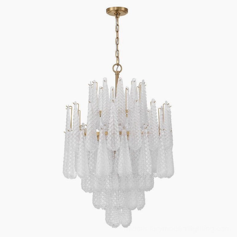 Ollie small size teardrop chandelier in clear glass, suitable for 6-8 seat dining tables and bedroom spaces