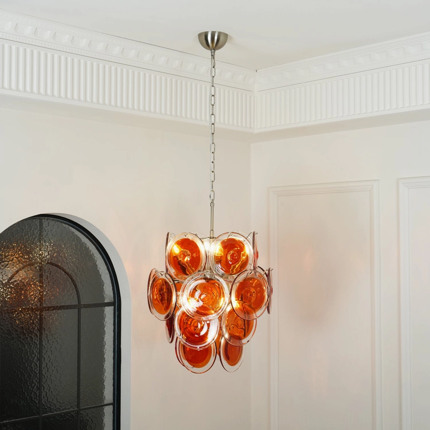 Orange Murano disc chandelier modern home decor lighting solution