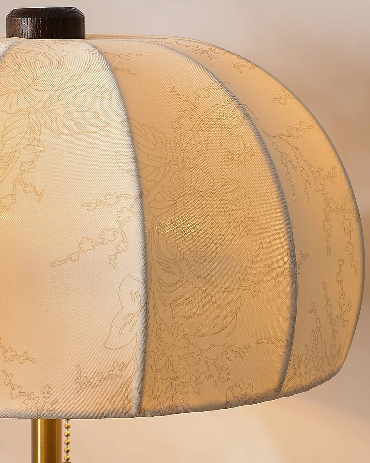 Orchid mid-century modern fabric table lamp detail view showing fabric shade texture
