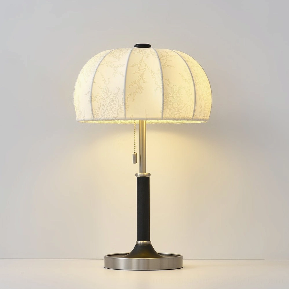 Orchid fabric table lamp gold and walnut color finish variant showing elegant warm tones
