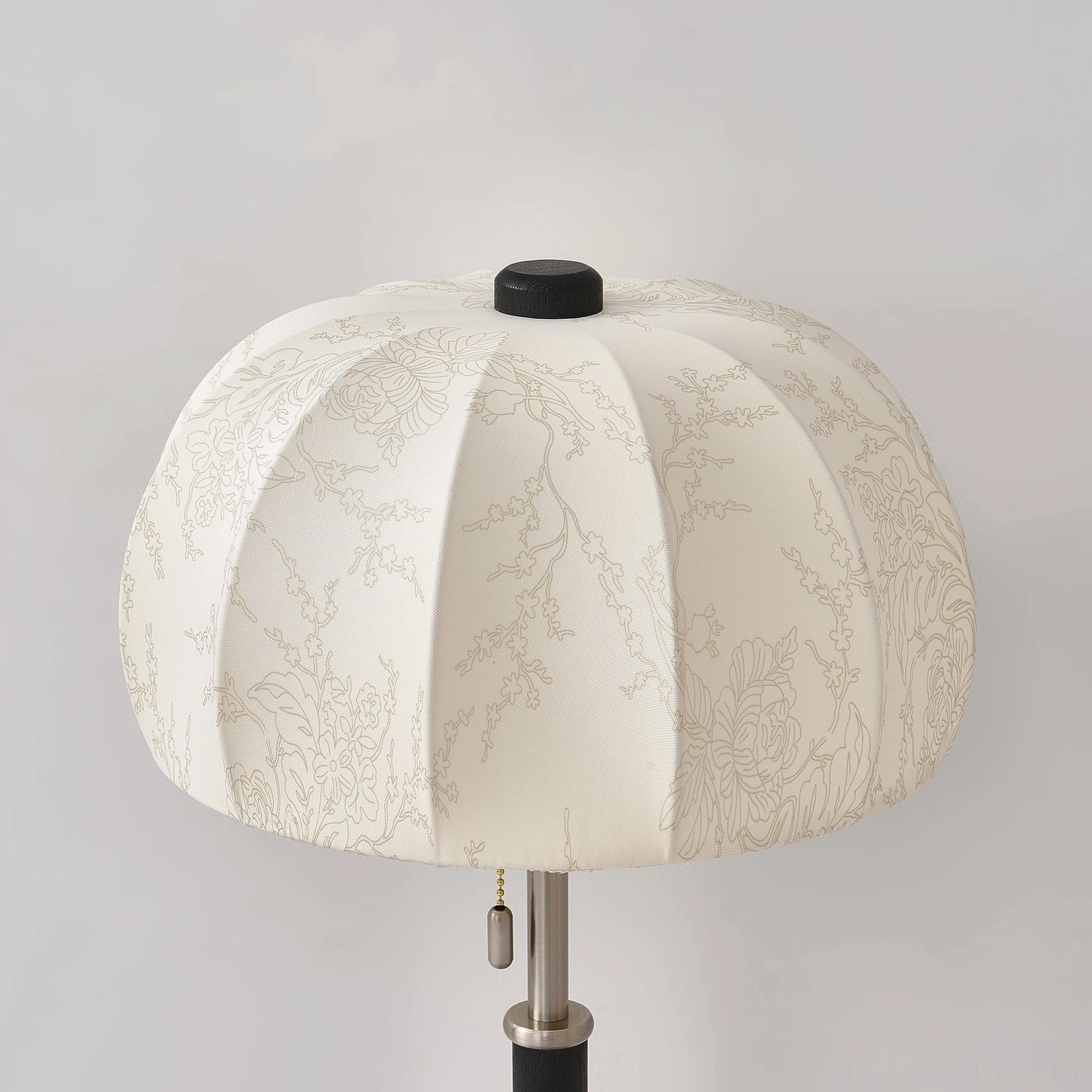 Orchid fabric table lamp showing LED bulb compatibility and socket type E14