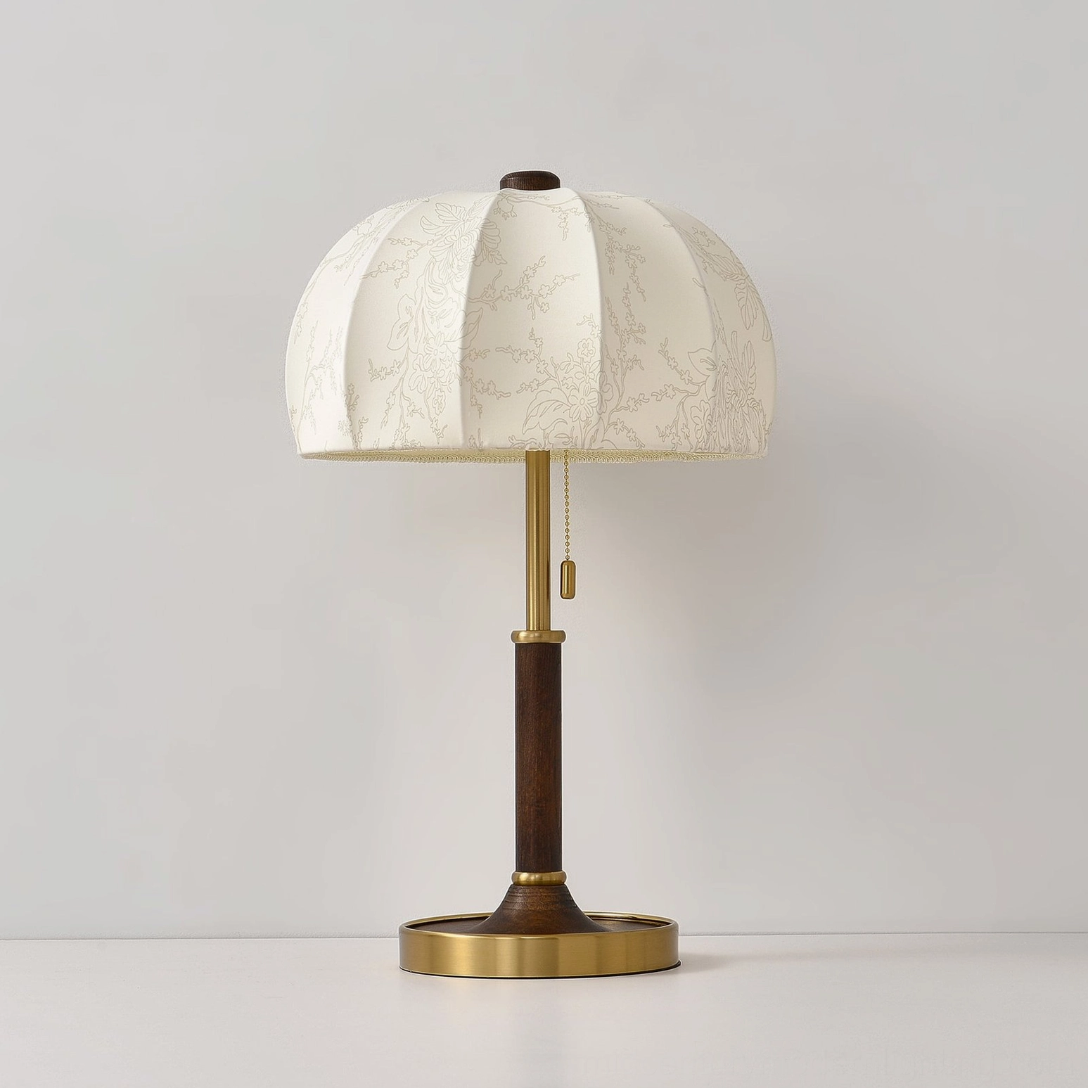 Orchid table lamp in walnut color finish with wood grain detail