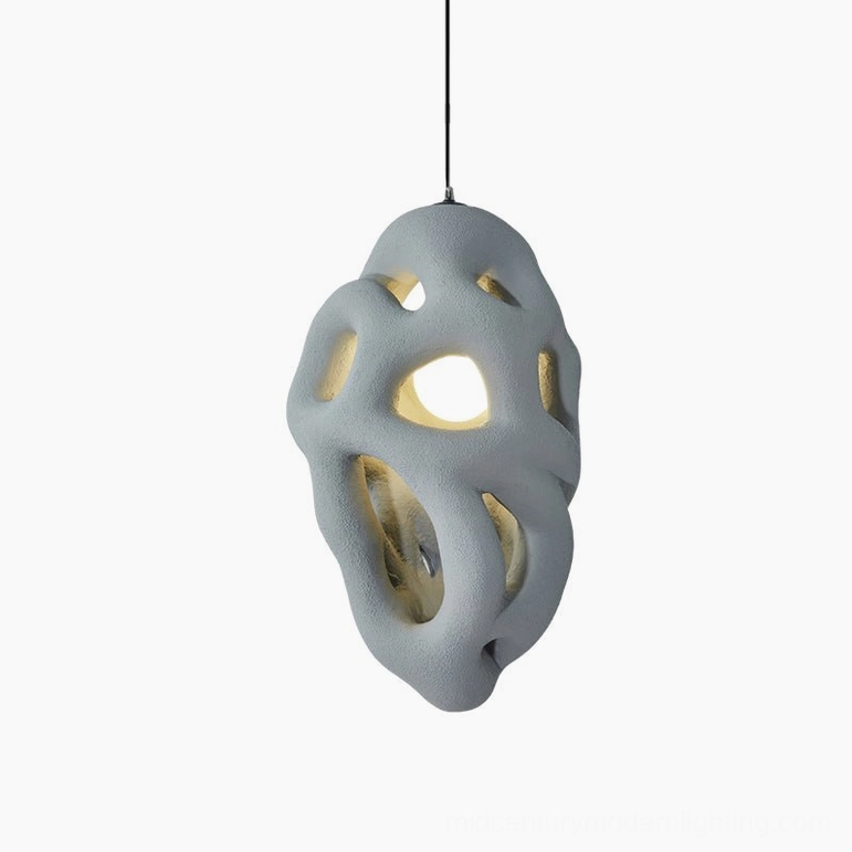Grey organic nest pendant lamp, color variant, contemporary sculptural hanging pendant light